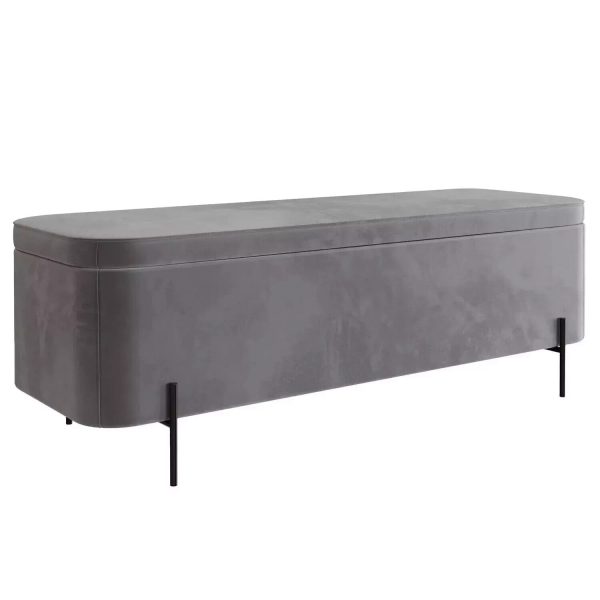 Grey Velvet Ottoman Bench Seat With Storage Large Toy Box Chest Blanket Box