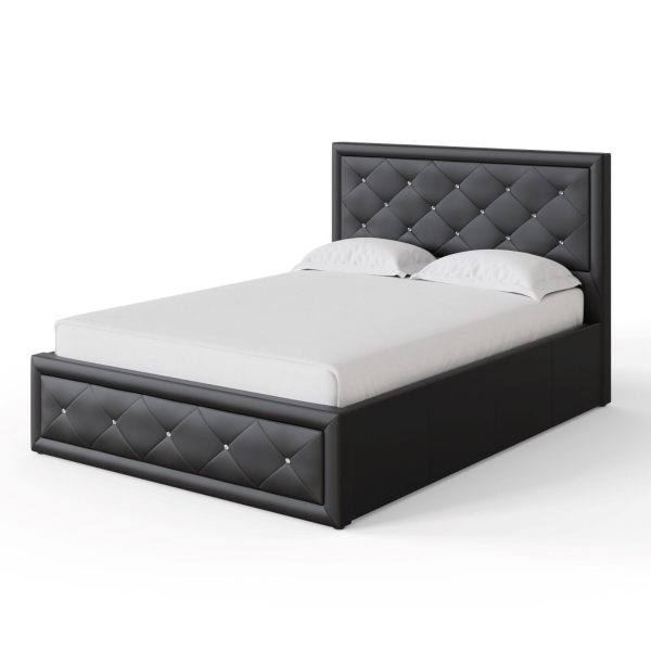 Hollywood 5ft King Size faux leather lift up storage ottoman bed Black - Image 6