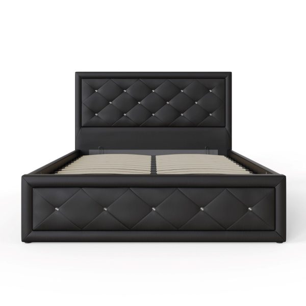 Hollywood 5ft King Size faux leather lift up storage ottoman bed Black - Image 7