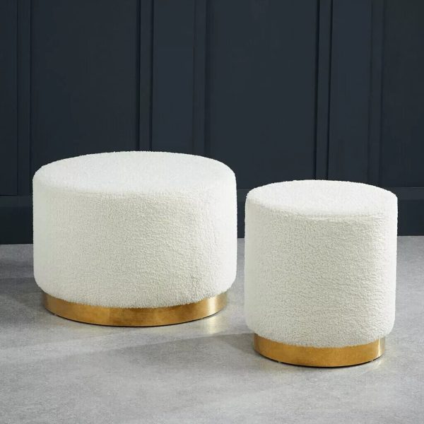 LARA SEAT FOOTSTOOL LARGE POUFFE LEGREST LIVING ROOM BEDROOM WHITE BOUCLE graded - Image 3