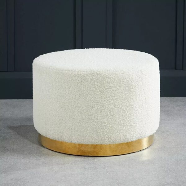 LARA SEAT FOOTSTOOL LARGE POUFFE LEGREST LIVING ROOM BEDROOM WHITE BOUCLE graded