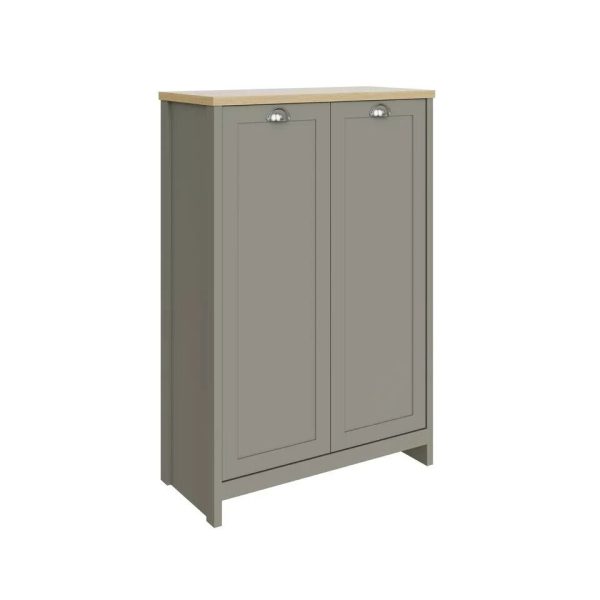 Lancaster 2 Door Shoe Cabinet Shelf Hallway Entryway Lots of Storage Space Grey - Image 3