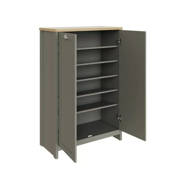 Lancaster 2 Door Shoe Cabinet Shelf Hallway Entryway Lots of Storage Space Grey