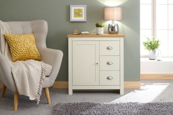 Lancaster Small Sideboard MULTI 1 door 3 drawer Cream Oak