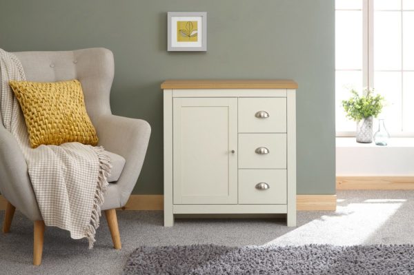 Lancaster Small Sideboard MULTI 1 door 3 drawer Cream Oak - Image 8