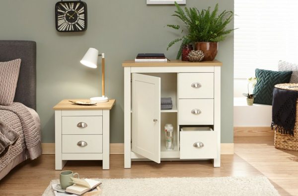 Lancaster Small Sideboard MULTI 1 door 3 drawer Cream Oak - Image 9