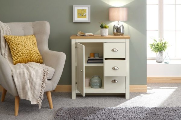 Lancaster Small Sideboard MULTI 1 door 3 drawer Cream Oak - Image 10