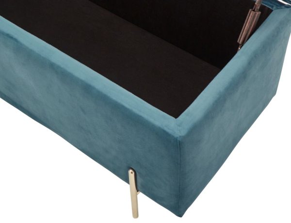 MYSTICA UPHOLSTERED OTTOMAN BOX STORAGE BENCH FABRIC BLANKET BOX STOOL TEAL - Image 11