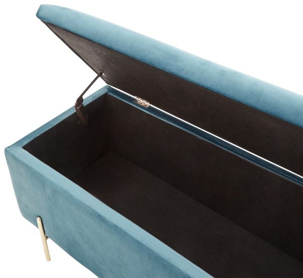 MYSTICA UPHOLSTERED OTTOMAN BOX STORAGE BENCH FABRIC BLANKET BOX STOOL TEAL - Image 5