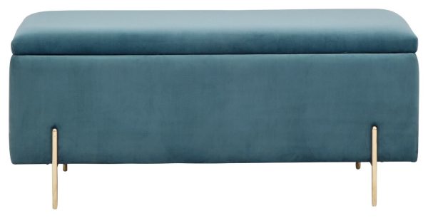 MYSTICA UPHOLSTERED OTTOMAN BOX STORAGE BENCH FABRIC BLANKET BOX STOOL TEAL - Image 6