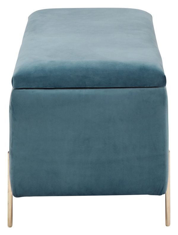 MYSTICA UPHOLSTERED OTTOMAN BOX STORAGE BENCH FABRIC BLANKET BOX STOOL TEAL - Image 7