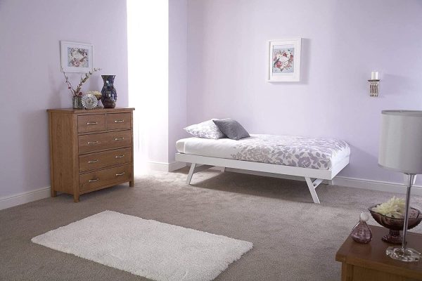 Madrid White Single Under Bed Trundle Only mattress not included