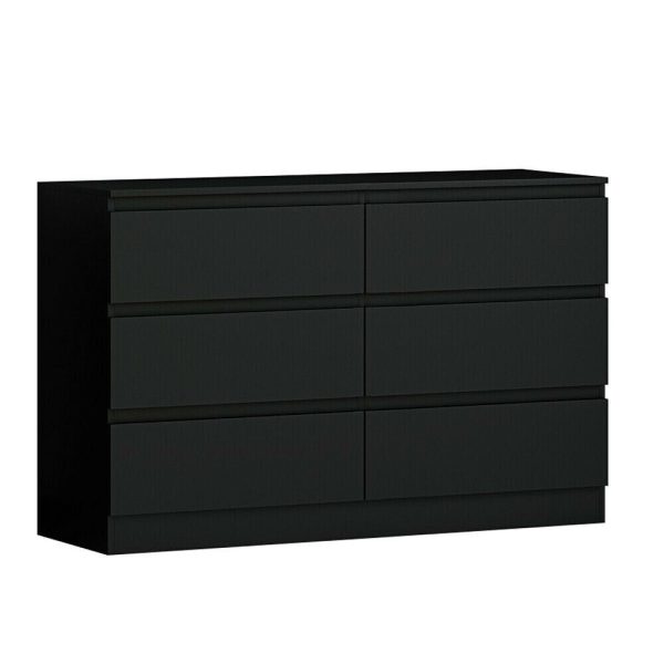 Matt Black Chest Of 6 Drawers Bedroom Furniture Scratch Resistant - Image 4