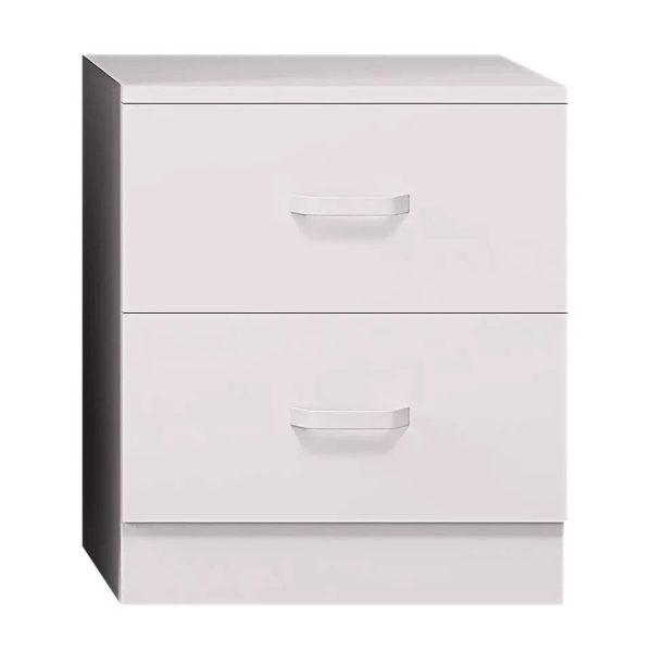 Matt White 2 Drawer Bedside Cabinet Bedroom Furniture Metal Handles - Image 3