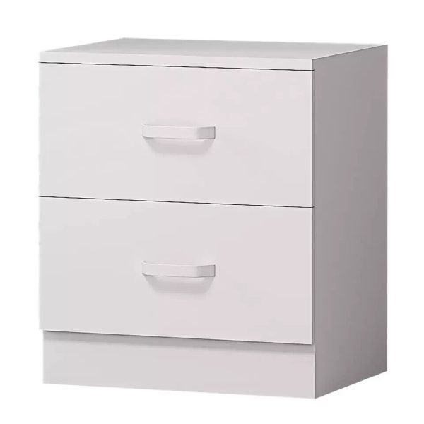 Matt White 2 Drawer Bedside Cabinet Bedroom Furniture Metal Handles - Image 4