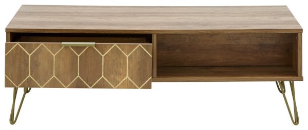 ORLEANS 2 DRAWER COFFEE TABLE MANGO & GOLD - Image 4