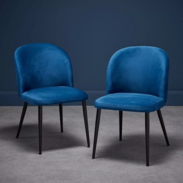 Pair of Zara Dining chairs Bedroom Lounge Dining Occasional chairs Blue - Image 4