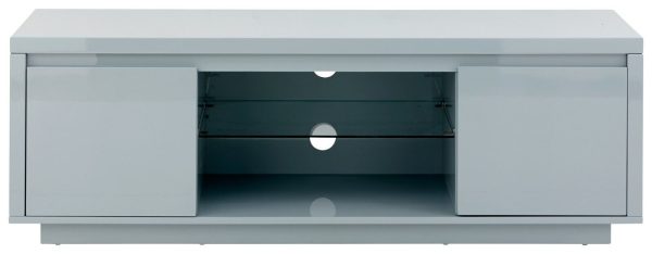 Polar Large Grey High Gloss TV Entertainment Unit with Blue LED lights Graded - Image 9