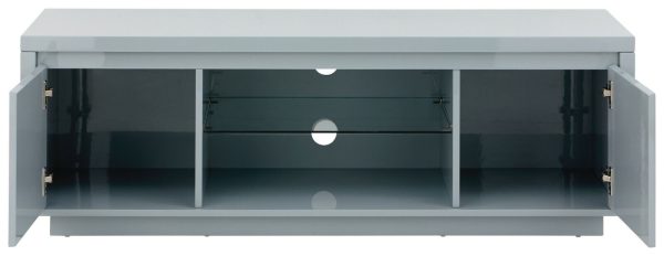 Polar Large Grey High Gloss TV Entertainment Unit with Blue LED lights Graded - Image 10