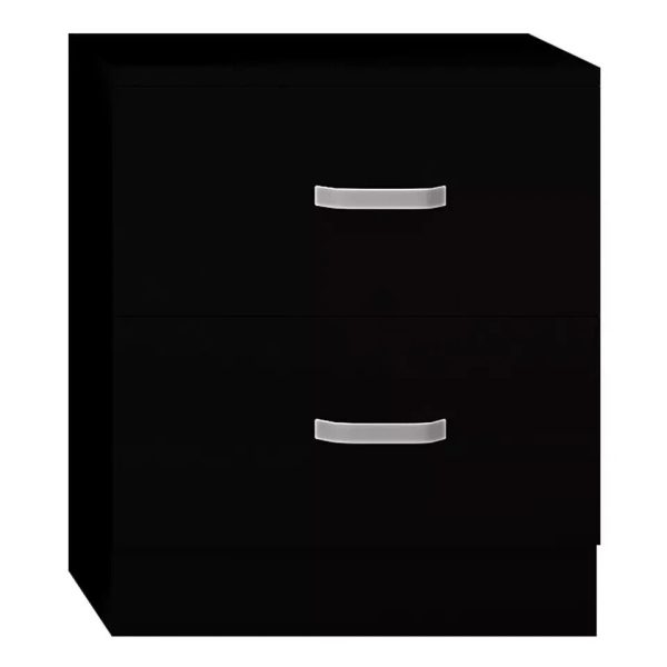 Tunis 2 Drawer Bedside Cabinet Matt Black Bedroom Furniture Metal Handles - Image 3