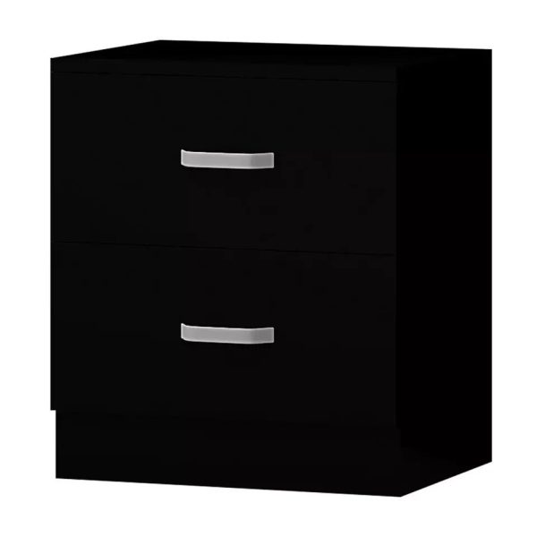 Tunis 2 Drawer Bedside Cabinet Matt Black Bedroom Furniture Metal Handles - Image 4