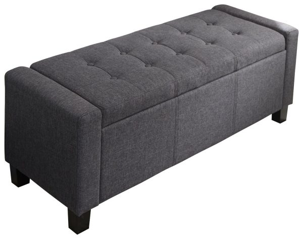 Verona Ottoman Seat Charcoal Grey Fabric Toy Bedding Storage Box Verona SD - Image 3