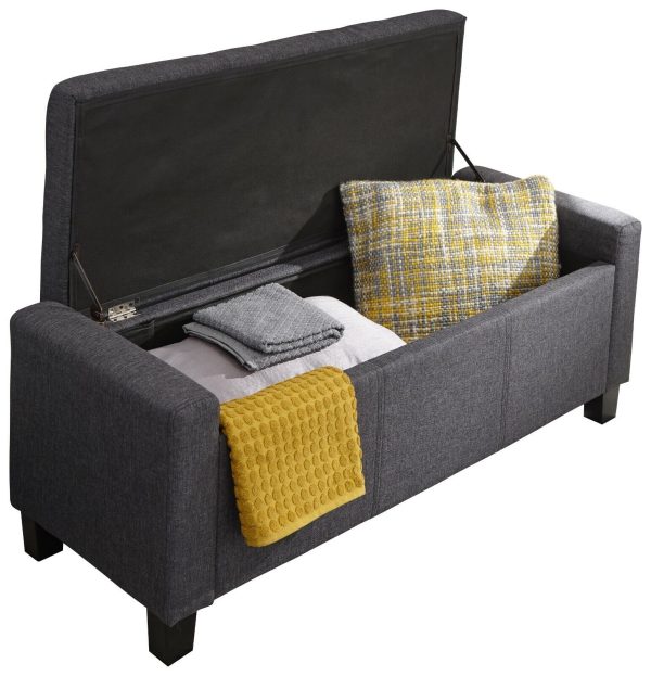 Verona Ottoman Seat Charcoal Grey Fabric Toy Bedding Storage Box Verona SD