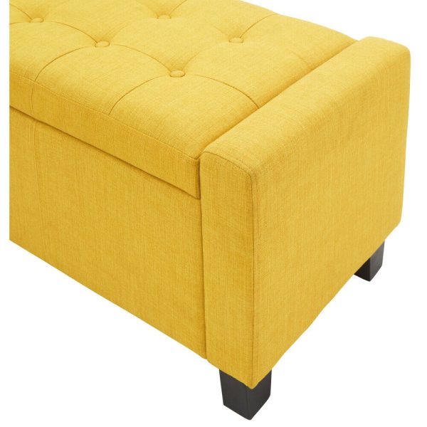 Verona Ottoman Seat Mustard yellow Fabric Toy Bedding Storage Box Verona - Image 11