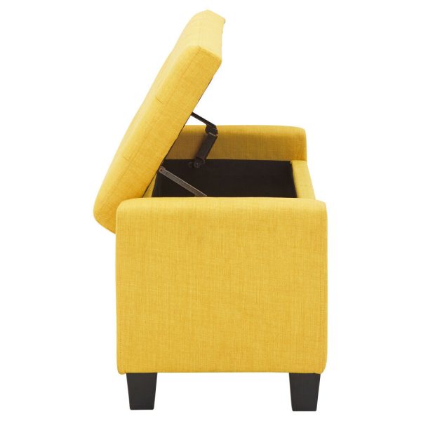 Verona Ottoman Seat Mustard yellow Fabric Toy Bedding Storage Box Verona - Image 7