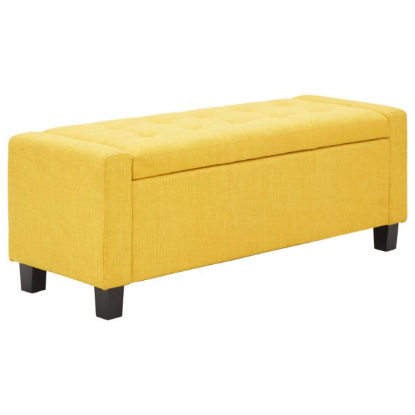 Verona Ottoman Seat Mustard yellow Fabric Toy Bedding Storage Box Verona