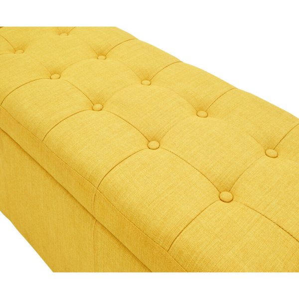 Verona Ottoman Seat Mustard yellow Fabric Toy Bedding Storage Box Verona - Image 10