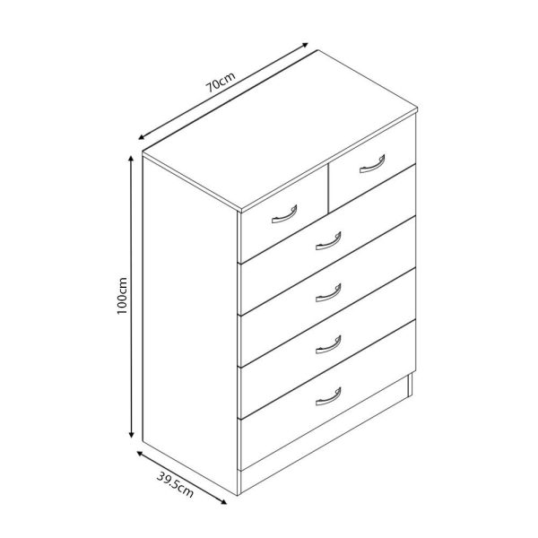 White 6 Drawer Chest Wide Tall Gloss Fronts Metal handles Scratch Resistant - Image 5