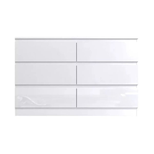 6 Drawer Chest Of Drawer High Gloss White Matt Frame Bedroom scratch resistant - Image 3