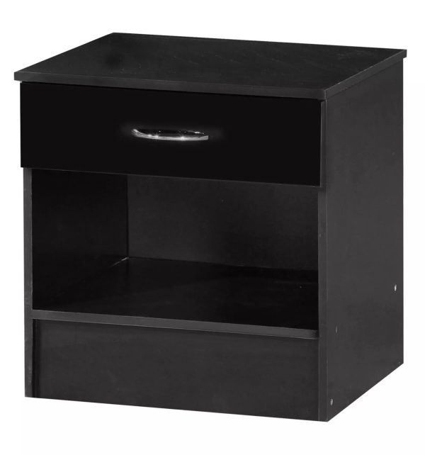 Black Gloss Bedside Chest Cabinet Gloss drawer front BLACK frame 46 x 45 x 35cm - Image 3