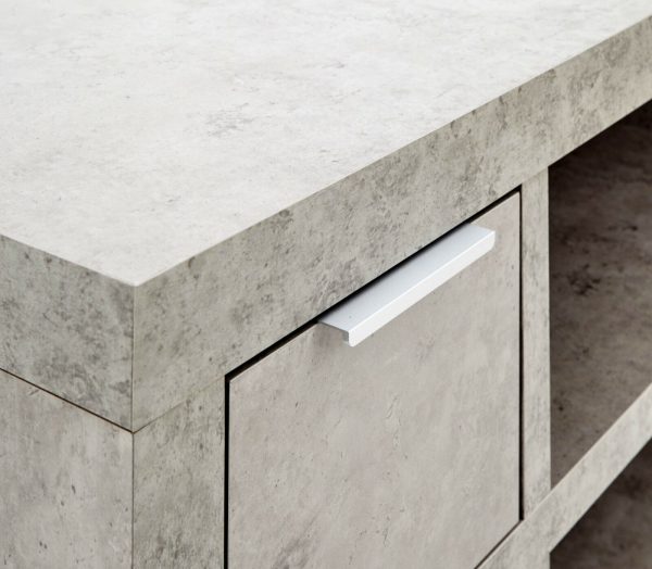 Bloc 2 Drawer TV Cabinet - Concrete Effect Grey - Cool Design SD - Image 6