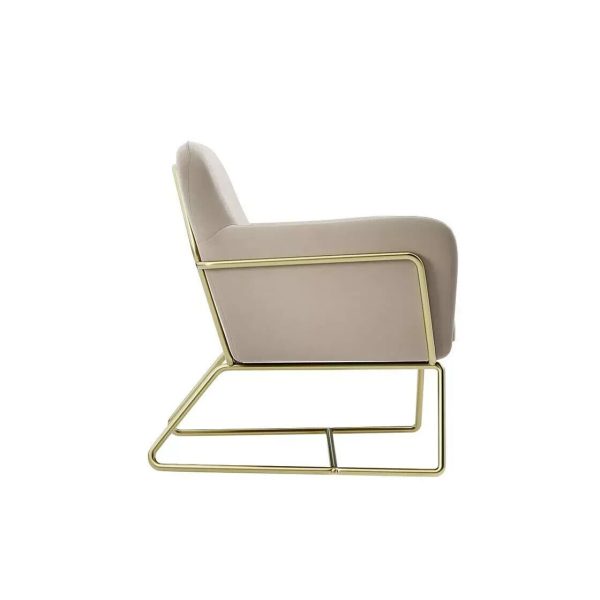 CHARLES VELVET BEIGE ARMCHAIR GOLD LEGS  OCCASIONAL SEAT not original box - Image 6