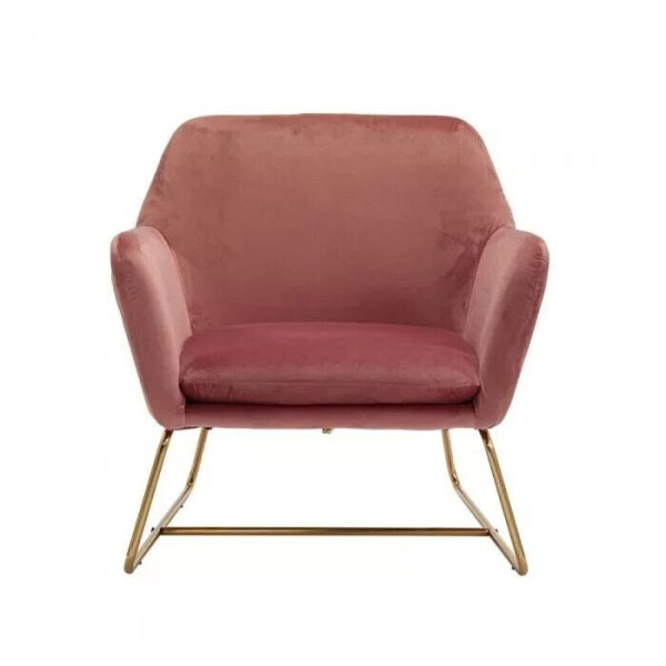 CHARLES VELVET PINK ARMCHAIR GOLD LEGS OCCASIONAL SEAT Assembled COLLECT graded - Image 3