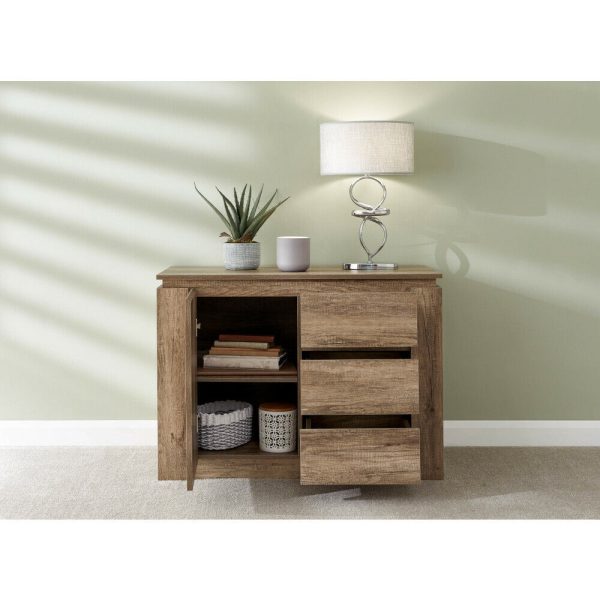 Canyon 1 Door 3 Drawer Multi unit Sideboard Oak Veneer 3D finish - Image 13