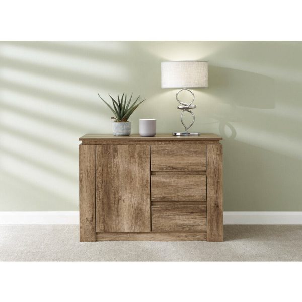 Canyon 1 Door 3 Drawer Multi unit Sideboard Oak Veneer 3D finish