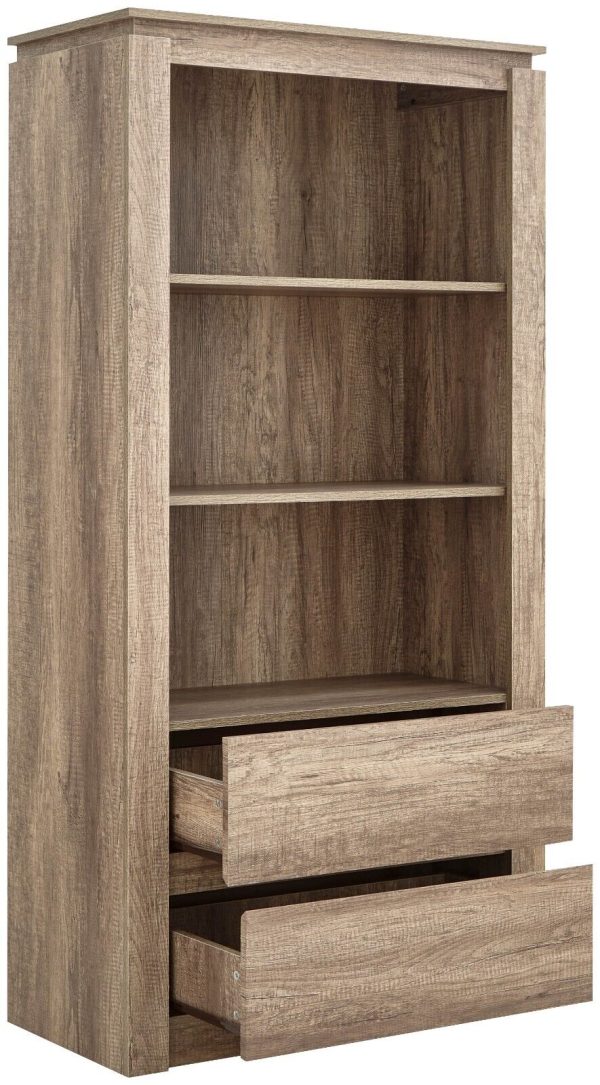 Canyon Tall Display 2 Drawer 3 Shelf  Bookcase Living room range oak - Image 4