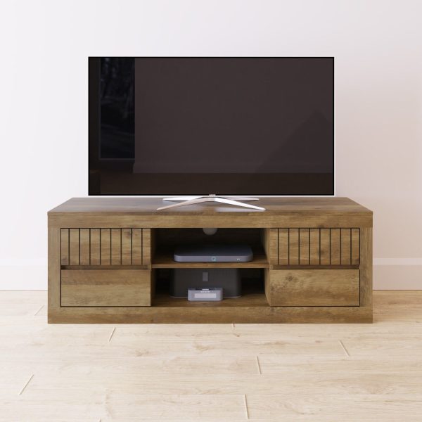 Cartmel 4 Drawer 2 shelf Large Storage TV Media Unit Knotty Oak