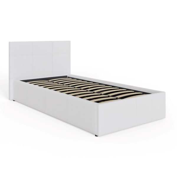 End Lift 3ft Single faux leather ottoman storage bed WHITE gas lift up - Image 6