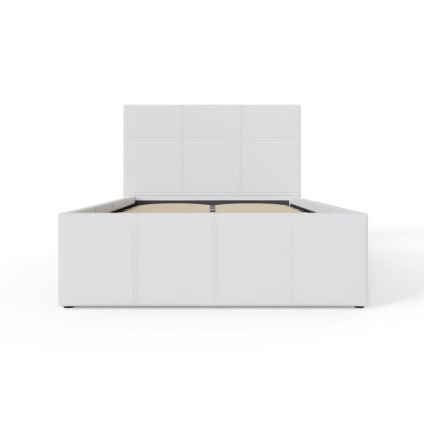 End Lift 3ft Single faux leather ottoman storage bed WHITE gas lift up - Image 7