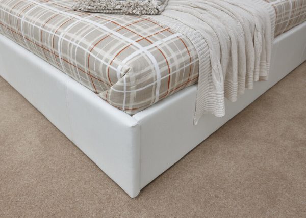 End Lift 5ft King Ottoman faux leather gas lift up storage bed WHITE - Image 6