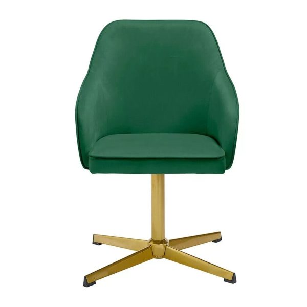 Felix Green Velvet Cushioned Office Chair Stylish Gold Legs minor graded - Image 3