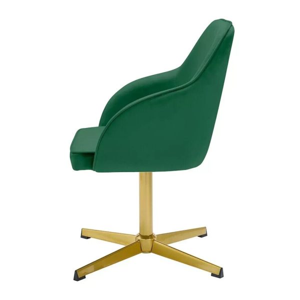 Felix Green Velvet Cushioned Office Chair Stylish Gold Legs minor graded - Image 4