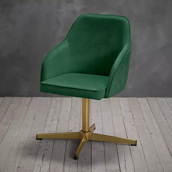 Felix Green Velvet Cushioned Office Chair Stylish Gold Legs minor graded