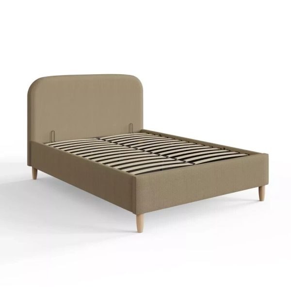 Florence 150cm King Size Boucle Ottoman Bed Natural Mushroom colour - Image 4