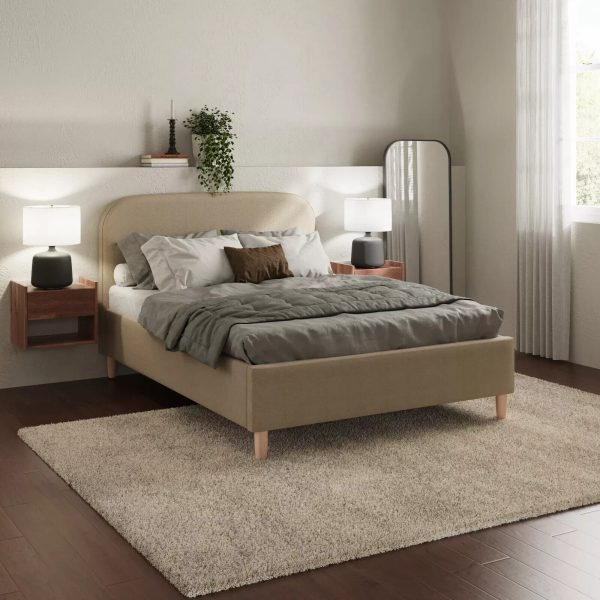 Florence 150cm King Size Boucle Ottoman Bed Natural Mushroom colour