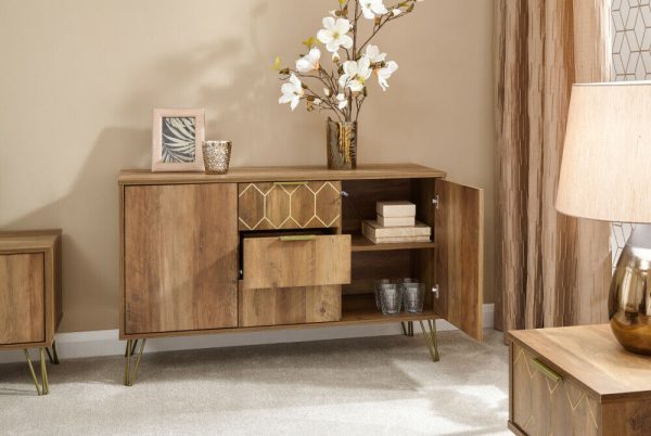 GFW Orleans 2 Door 3 Drawer Cabinet Mango and Gold Sideboard - Image 11